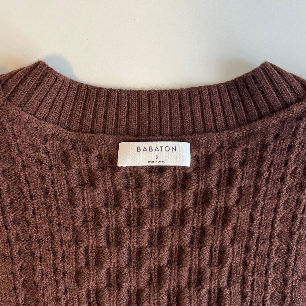 Aritzia Babaton Emporia Cable-knit 100% Merino Wool Sweater Vest Brown Small - Picture 7 of 10